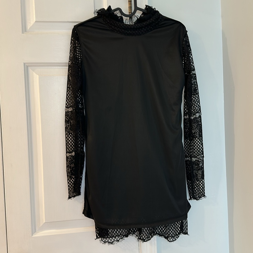 Cocktail Party Mini Black Lace Long Sleeves Dress - Picture 8 of 9